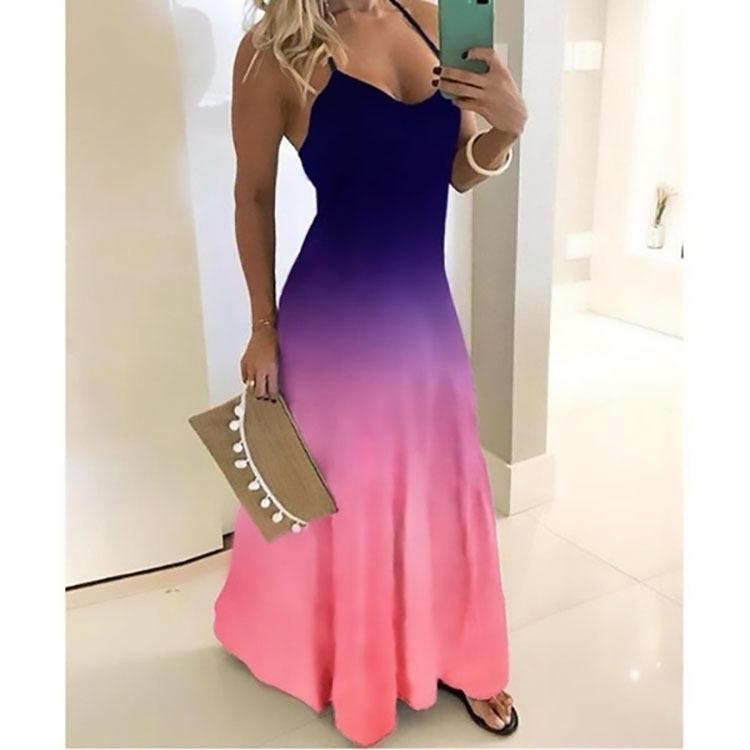Slim Fit Printed Camisole Long Dress-Maxi Dresses-S-9-Free Shipping at meselling99