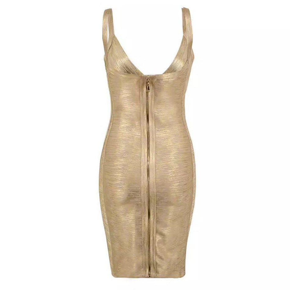 Gold Bandage Sexy Party Evening Dresses-Sexy Dresses-Free Shipping at meselling99