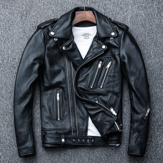Designed Motorcycle Cowhide Leather Jackets for Men-Coats & Jackets-Free Shipping at meselling99