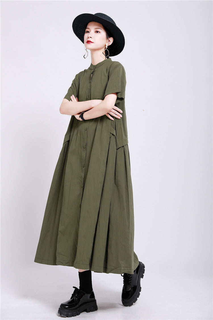 Elegant Linen Short Sleeves Summer Long Dresses-Dresses-Free Shipping at meselling99