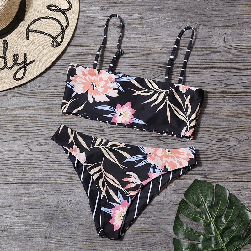 Sexy Floral Print Two Pieces Bikini Beachwear-Swimwear-The same as picture-S-Free Shipping at meselling99
