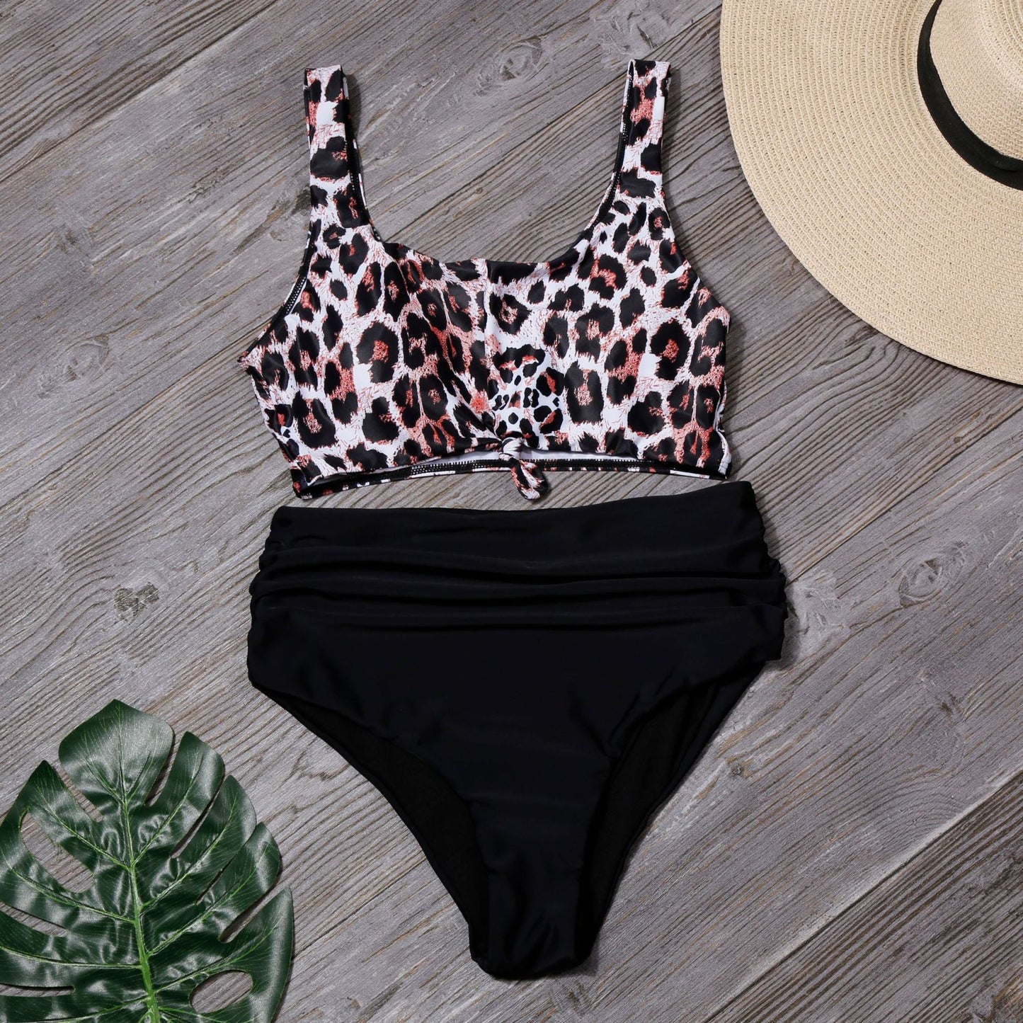 Sexy Leopard Two Pieces Bikini Swimsuits-Swimwear-Leopard-S-Free Shipping at meselling99