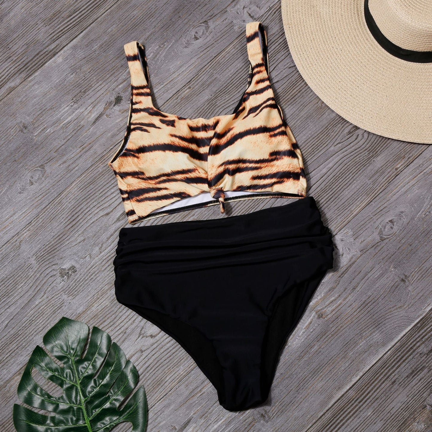 Sexy Leopard Two Pieces Bikini Swimsuits-Swimwear-Yellow-S-Free Shipping at meselling99