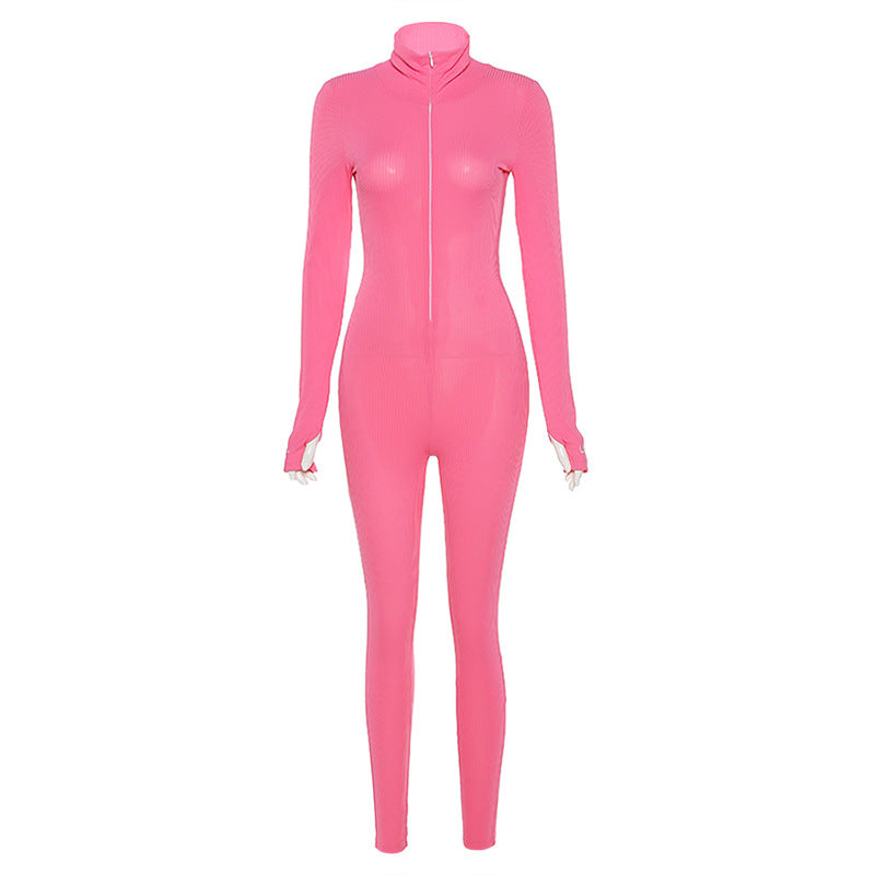 Sexy High Neck Exercising Yoga Jumpsuits-Jumpsuits & Rompers-Pink-S-Free Shipping at meselling99