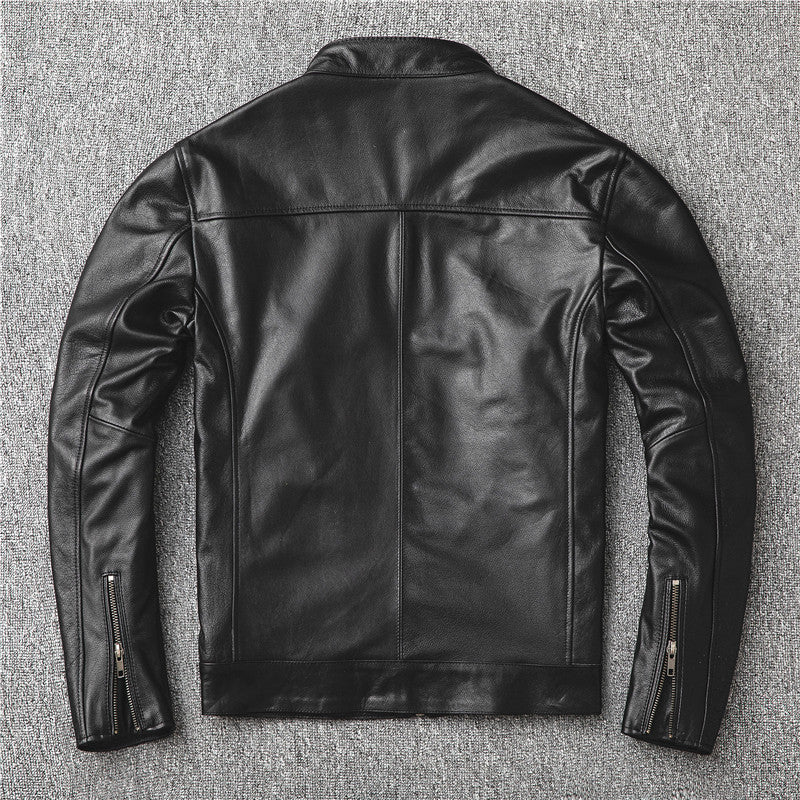 Fashion Cowhide Leather Stand Collar Short Jackets for Men-Coats & Jackets-Free Shipping at meselling99