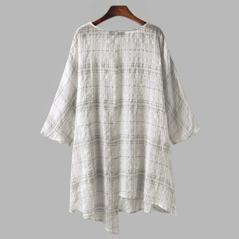 Casual Summer Linen Loose Women Blouses-Shirts & Tops-White-S-Free Shipping at meselling99