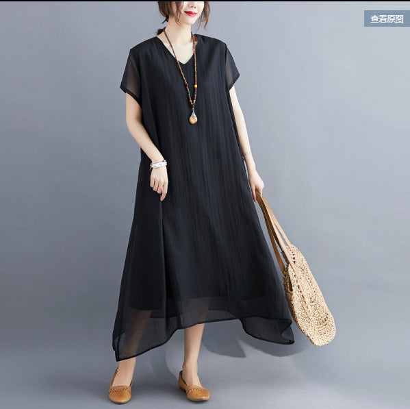 Cozy Summer Plus Sizes Women Dresses-Dresses-Black-M-Free Shipping at meselling99