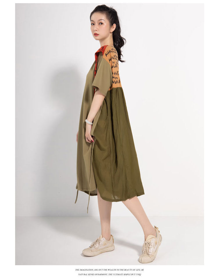 Leisure Linen Summer Women Plus Sizes Midi Dresses-Dresses-Free Shipping at meselling99