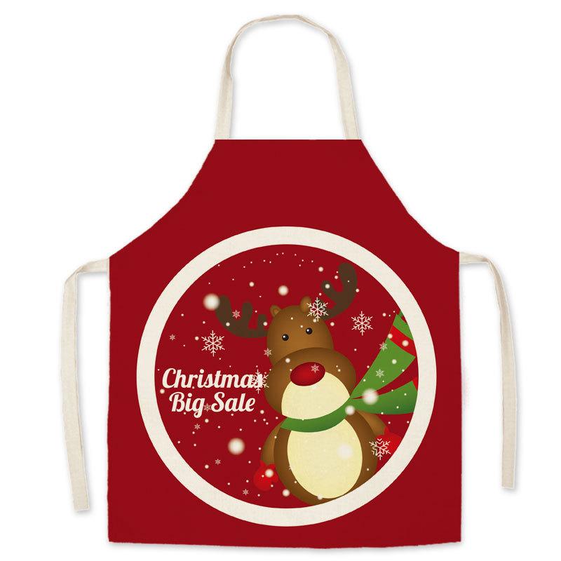 Merry Christmas Parent and Kids Linen Arpons-Aprons-Elk-65x75 cm-Free Shipping at meselling99