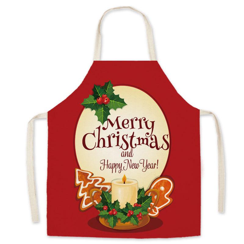 Merry Christmas Parent and Kids Linen Arpons-Aprons-Candle-65x75 cm-Free Shipping at meselling99
