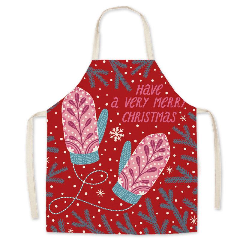 Merry Christmas Parent and Kids Linen Arpons-Aprons-Gloves-65x75 cm-Free Shipping at meselling99