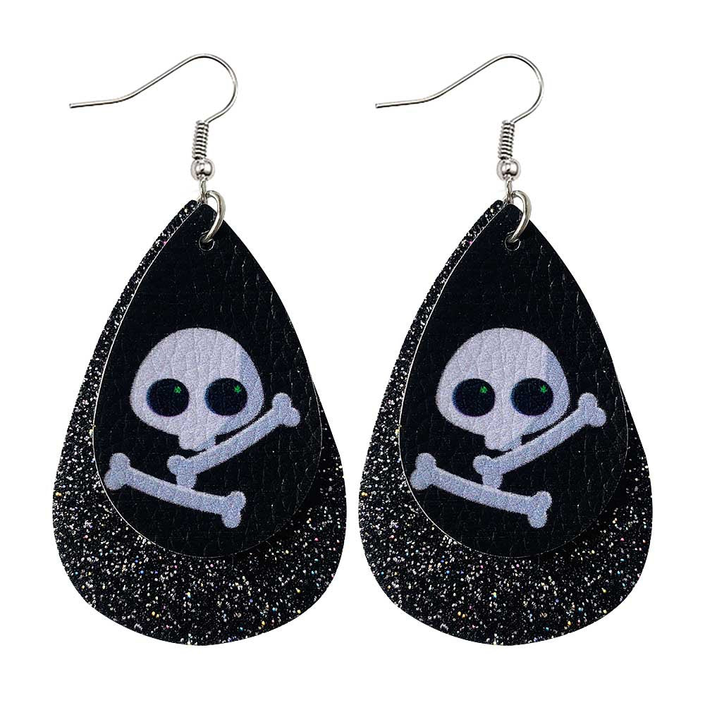 Halloween Water-drop Shaped Pu Leather Earrings-Earrings-JE0092J-Free Shipping at meselling99