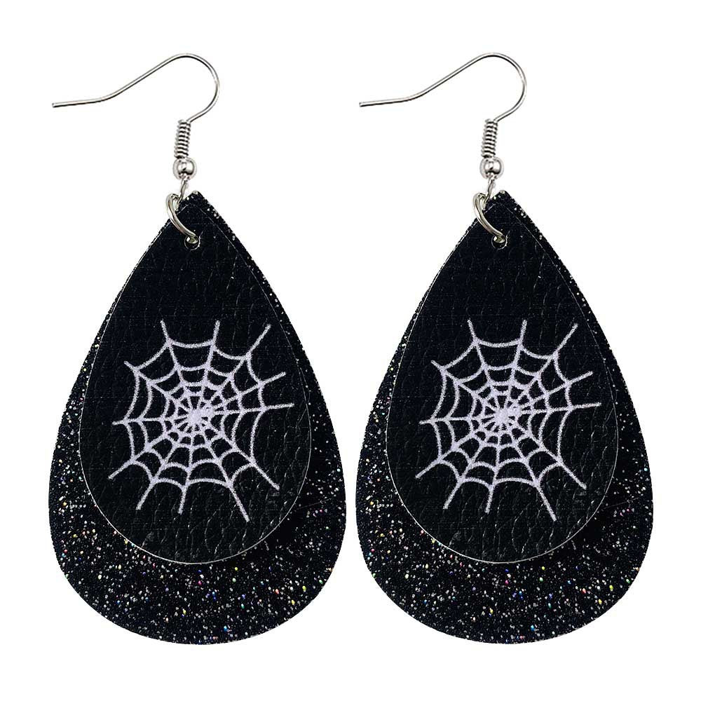 Halloween Water-drop Shaped Pu Leather Earrings-Earrings-JE0092H-Free Shipping at meselling99