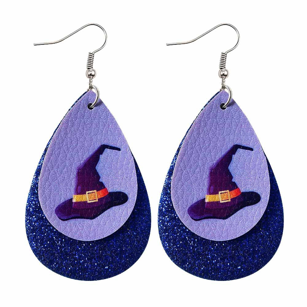 Halloween Water-drop Shaped Pu Leather Earrings-Earrings-JE0092G-Free Shipping at meselling99