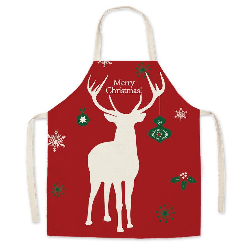 Merry Christmas Parent and Kids Linen Arpons-Aprons-Deer-65x75 cm-Free Shipping at meselling99
