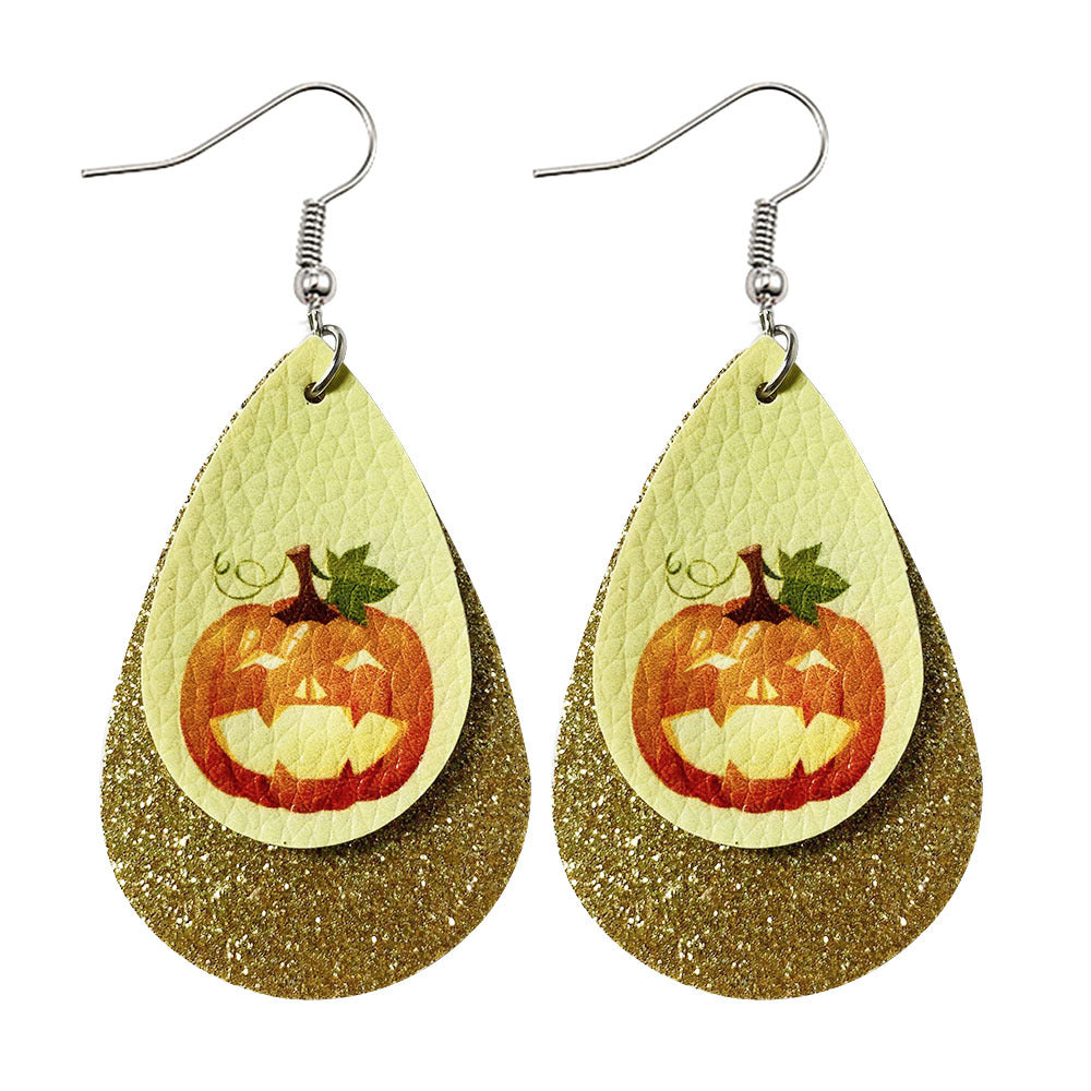 Halloween Water-drop Shaped Pu Leather Earrings-Earrings-JE0092A-Free Shipping at meselling99