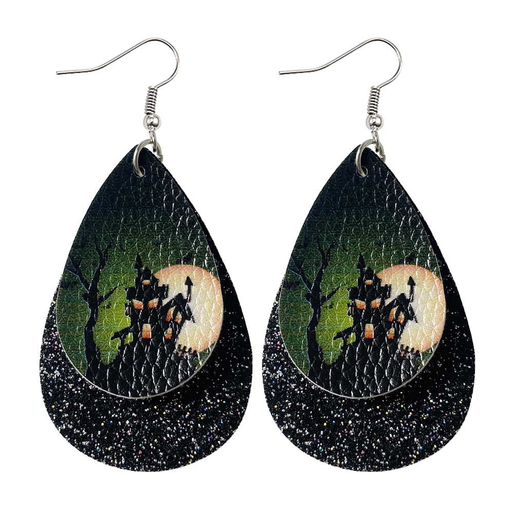Halloween Water-drop Shaped Pu Leather Earrings-Earrings-JE0092I-Free Shipping at meselling99