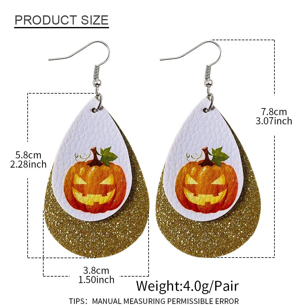 Halloween Water-drop Shaped Pu Leather Earrings-Earrings-Free Shipping at meselling99