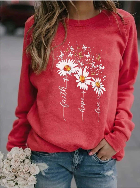 Fall Round Neck Leisure Loose Sweaters-Red-S-Free Shipping at meselling99