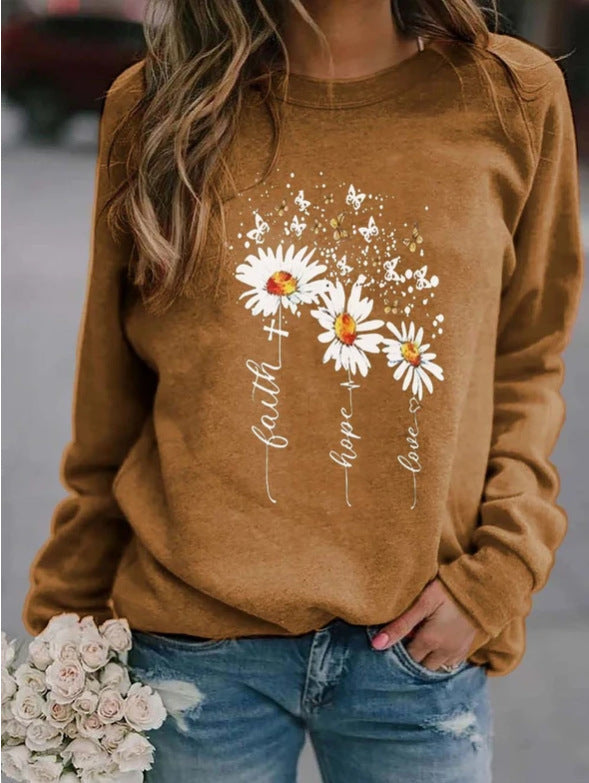 Fall Round Neck Leisure Loose Sweaters-Coffee-S-Free Shipping at meselling99