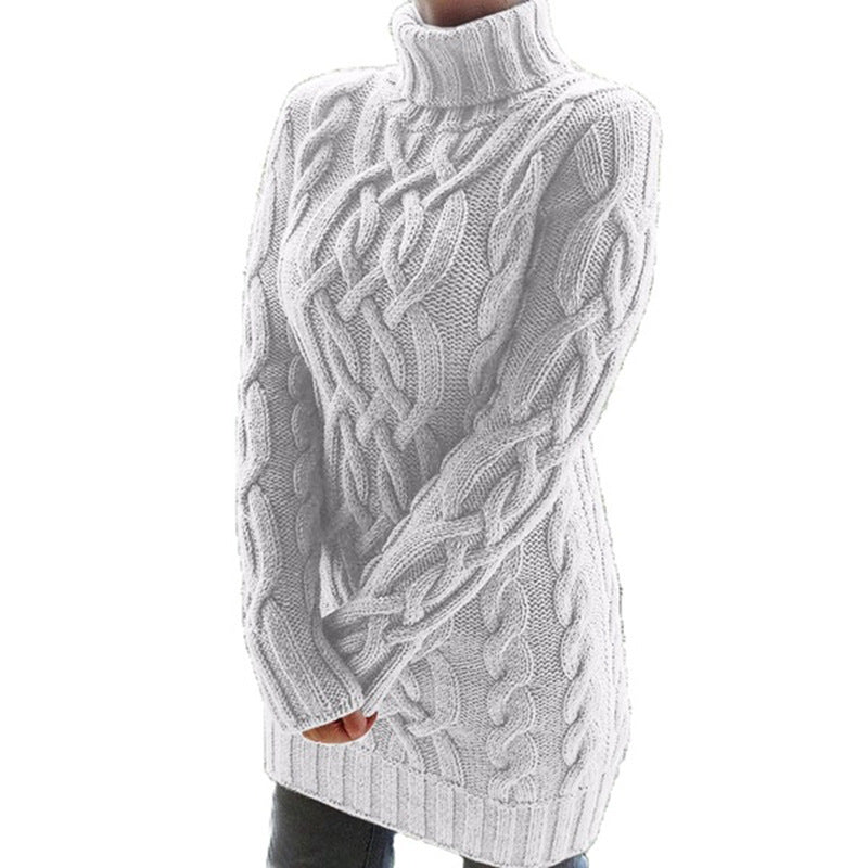 Vintage High Neck Knitted Pullover Sweaters-Shirts & Tops-White-S-Free Shipping at meselling99
