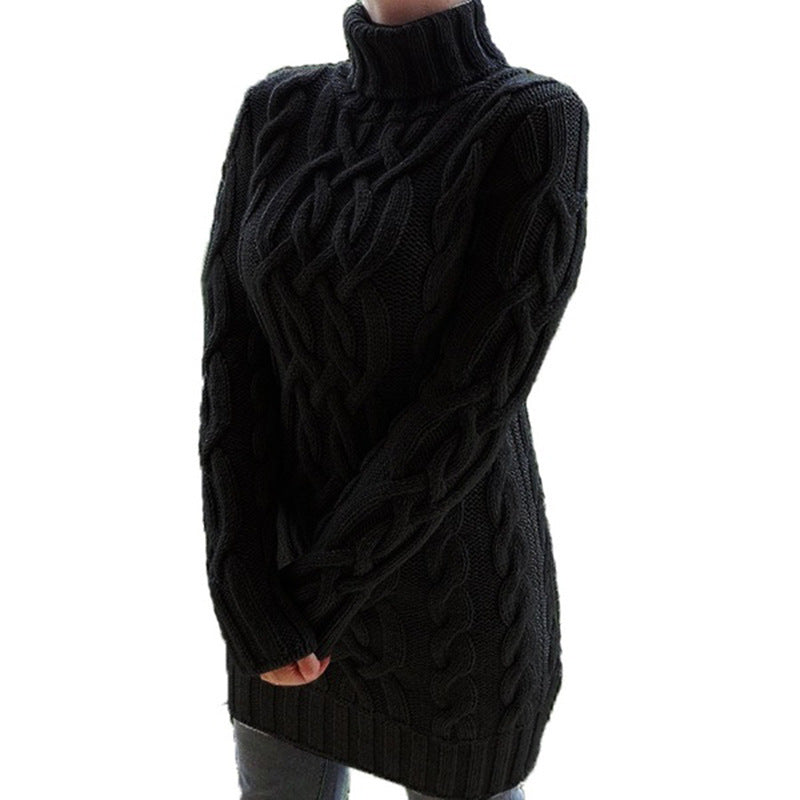 Vintage High Neck Knitted Pullover Sweaters-Shirts & Tops-Black-S-Free Shipping at meselling99