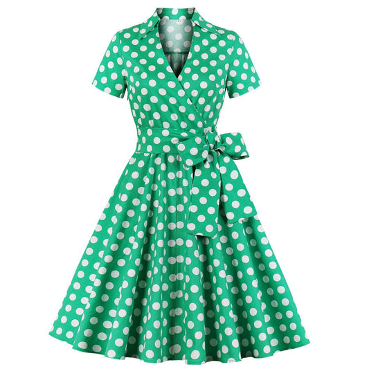 Women Short Sleeves Plus Size Vintage Ball Dresses-Vintage Dresses-Green-S-Free Shipping at meselling99