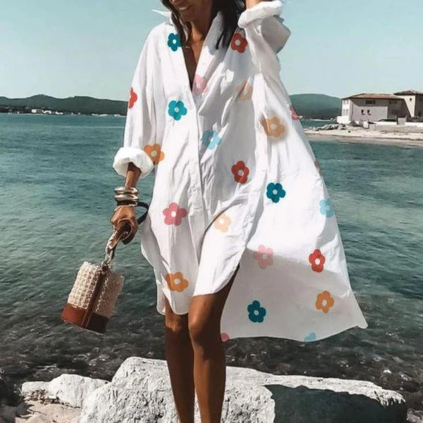 Summer Classy Beach Loose Shirt Dresses-Mini Dresses-3-S-Free Shipping at meselling99