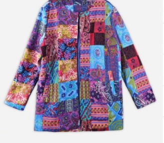 Vintage Cotton Linen Print Plus Size Women Cardigan Coat-women coats-Free Shipping at meselling99