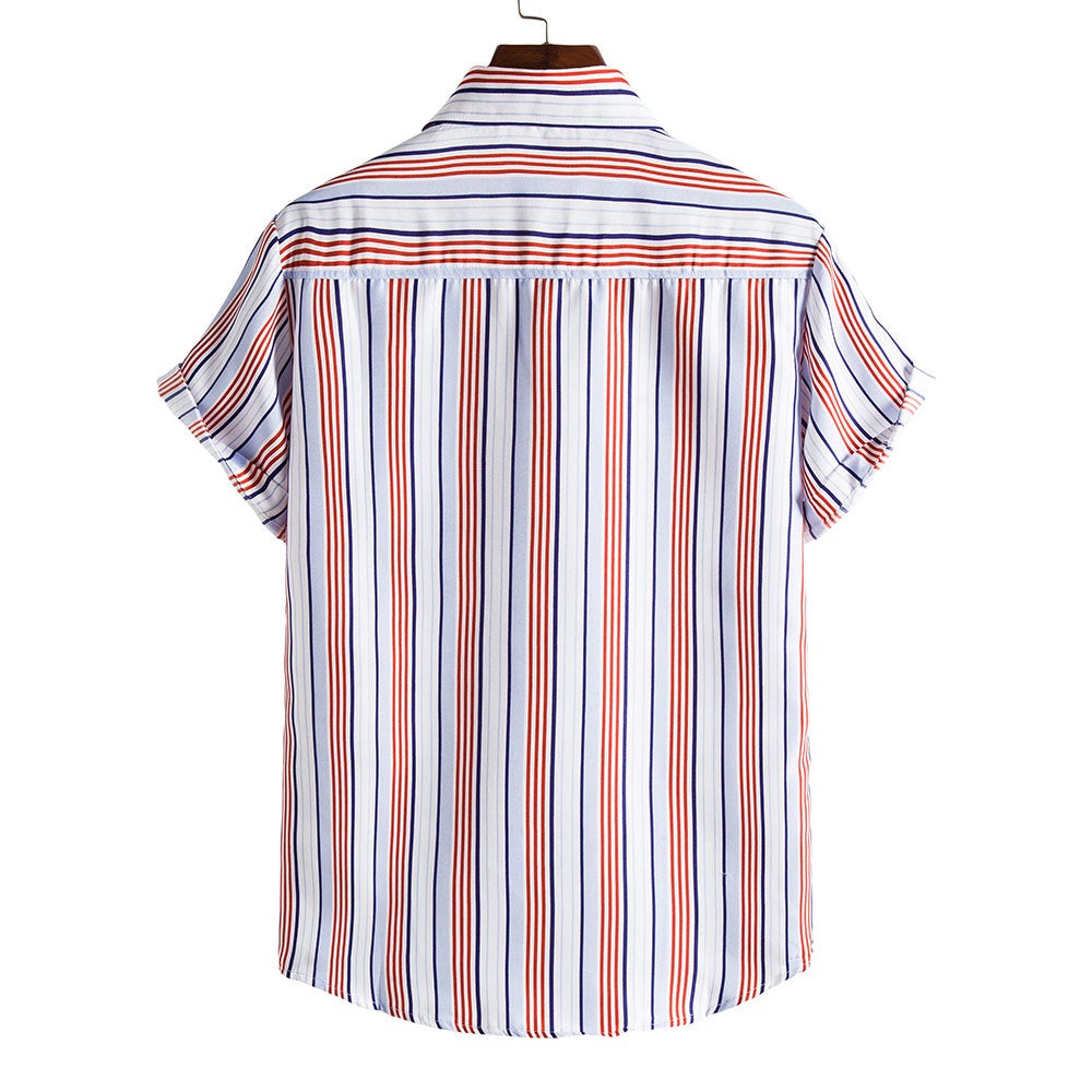 Men's Striped Short Sleeves Summer Beach T Shirts-Shirts & Tops-Free Shipping at meselling99