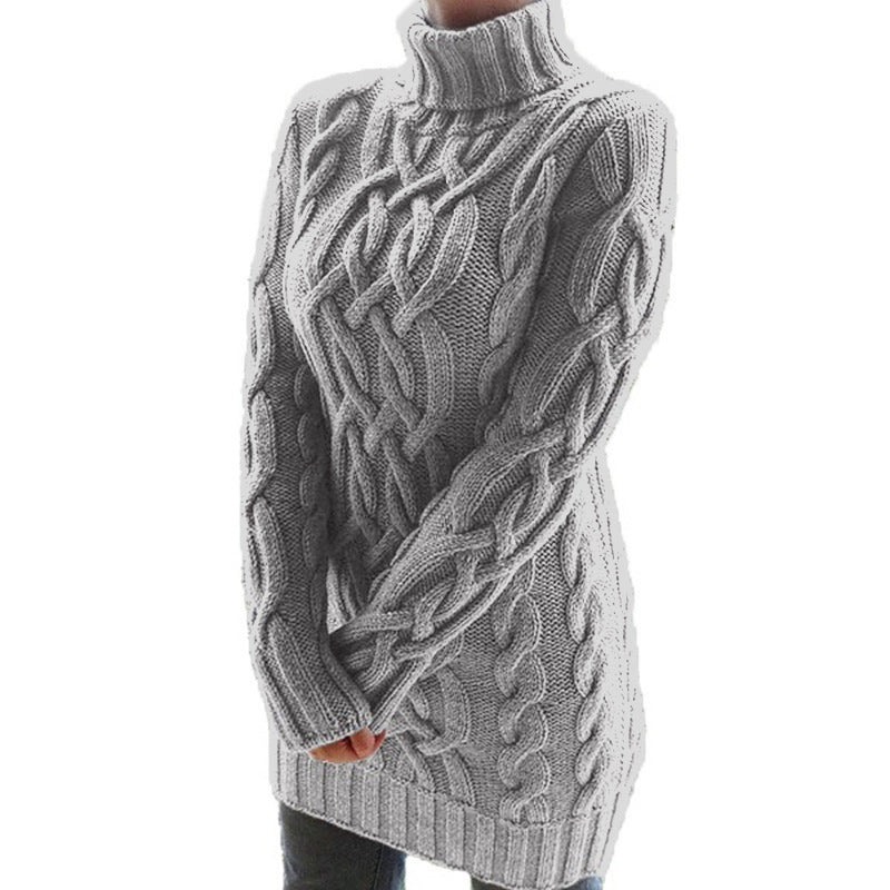 Vintage High Neck Knitted Pullover Sweaters-Shirts & Tops-Grey-S-Free Shipping at meselling99