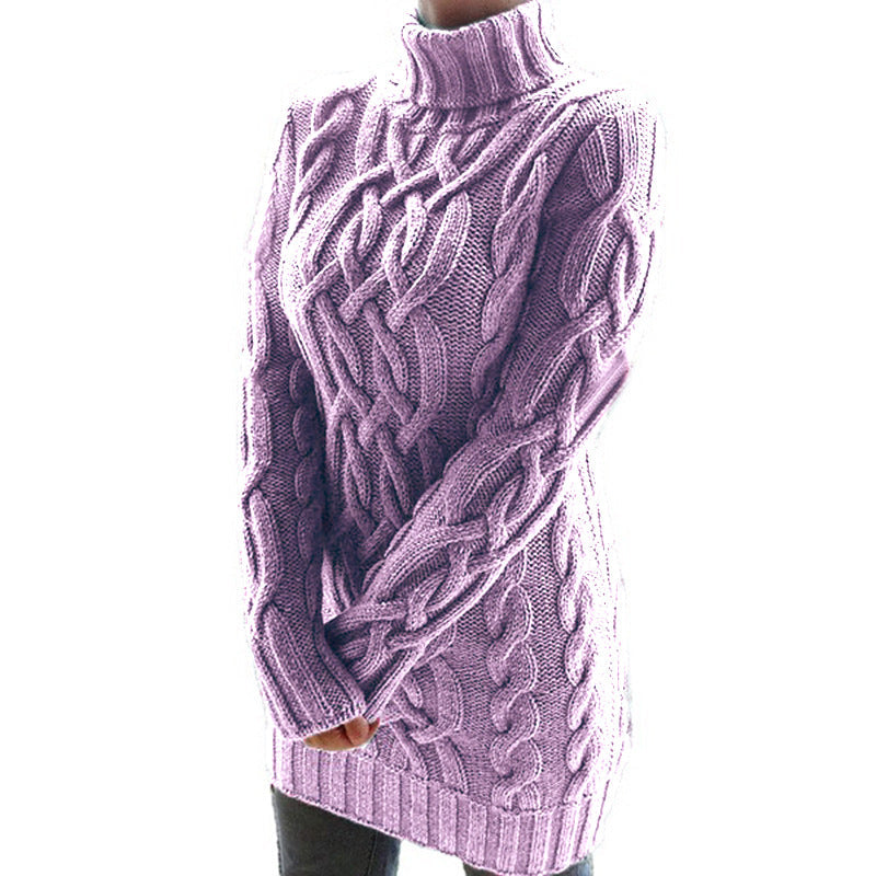 Vintage High Neck Knitted Pullover Sweaters-Shirts & Tops-Purple-S-Free Shipping at meselling99