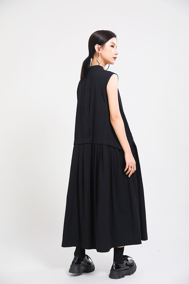 Elegant High Neck Linen Sleeves Women Long Dresses-Dresses-Free Shipping at meselling99