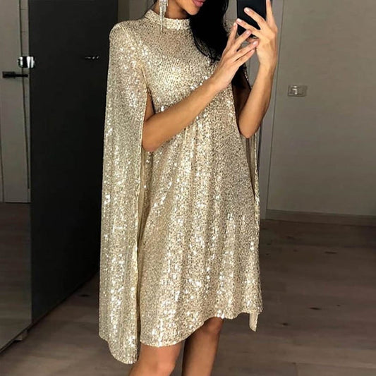 Sexy Stand Collar Sequined Party Dresses-Dresses-Free Shipping at meselling99