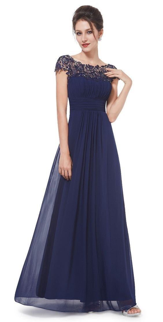 Elegant Women Long Lace Dresses-Dresses-Navy Blue-S-Free Shipping at meselling99