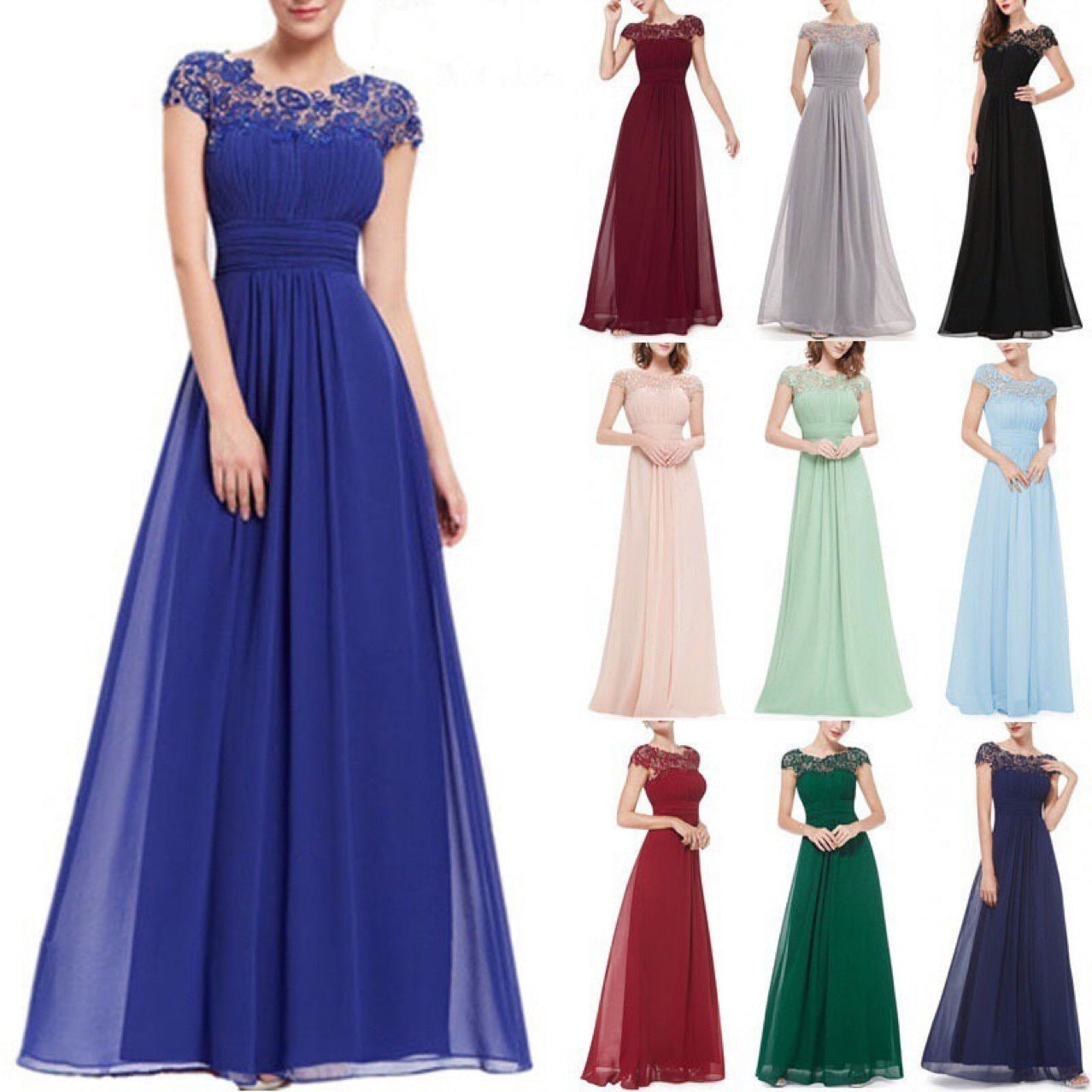 Elegant Women Long Lace Dresses-Dresses-Free Shipping at meselling99