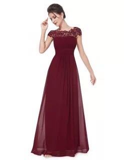 Elegant Women Long Lace Dresses-Dresses-Wine Red-S-Free Shipping at meselling99