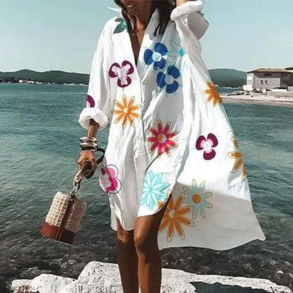 Summer Classy Beach Loose Shirt Dresses-Mini Dresses-7-S-Free Shipping at meselling99