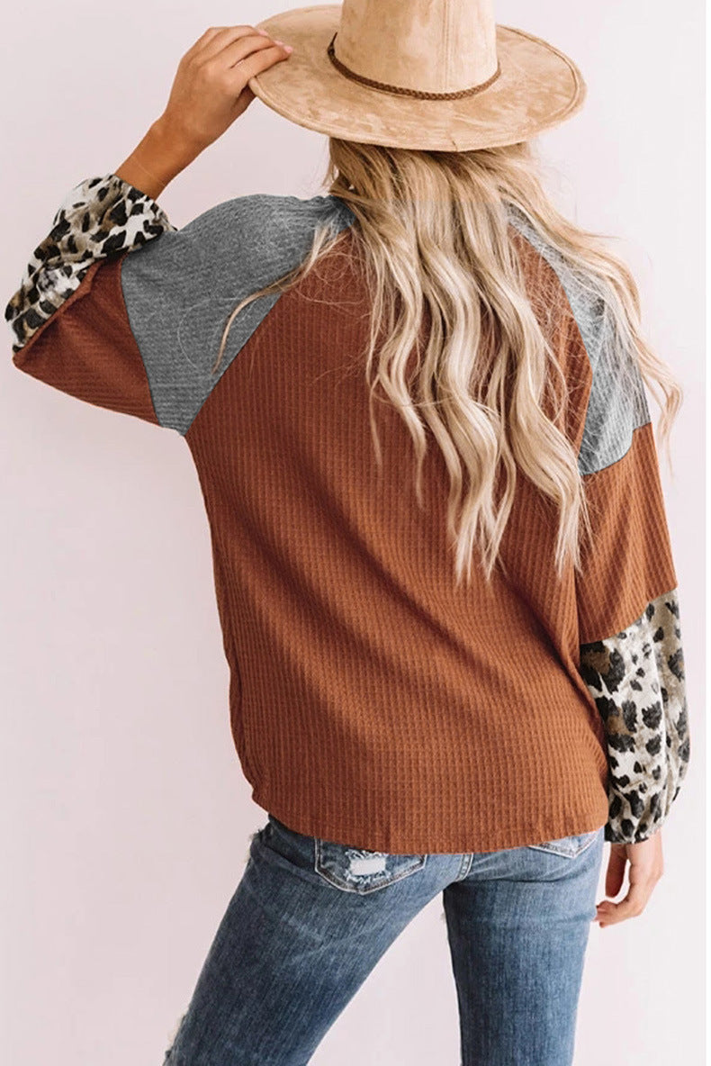 Casual Women Leopard Knitting Long Sleeves T Shirts-Women Sweaters-Free Shipping at meselling99