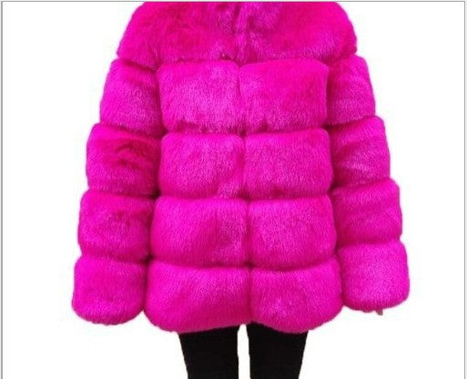 Winter Warm Artificial Fox Fur Overcoat for Men-Outerwear-Rose Red-S-Free Shipping at meselling99
