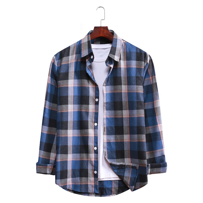 Casual Plaid Long Sleeves Shirts for Men-Shirts & Tops-AL027-Blue-M-Free Shipping at meselling99