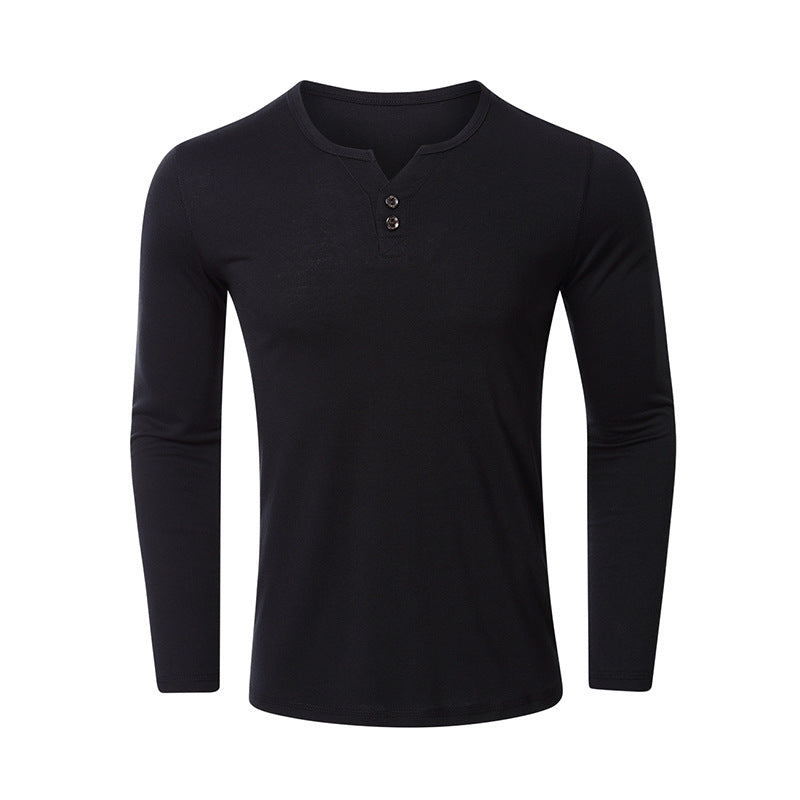 Fall V Neck Long Sleeves T Shirts for Men-Shirts & Tops-Black-S-Free Shipping at meselling99