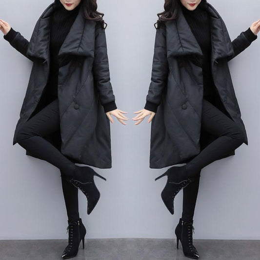 Black Women Cape Style Winter Overcoat-Outerwear-Free Shipping at meselling99