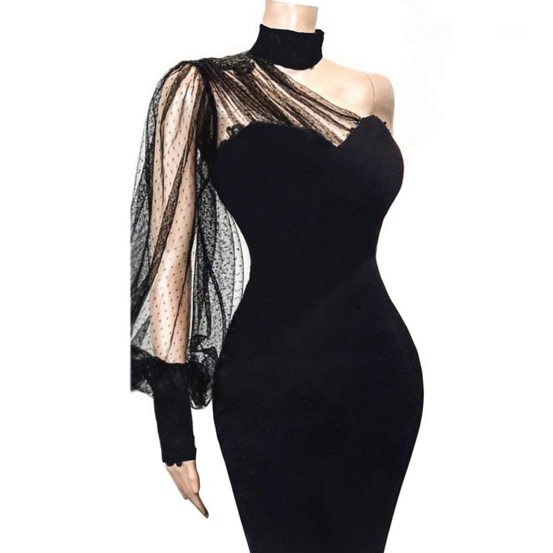 Black See Through Net High Waist Bodycon Dresses-Sexy Dresses-Free Shipping at meselling99