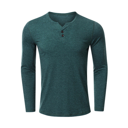 Fall V Neck Long Sleeves T Shirts for Men-Shirts & Tops-Green-S-Free Shipping at meselling99