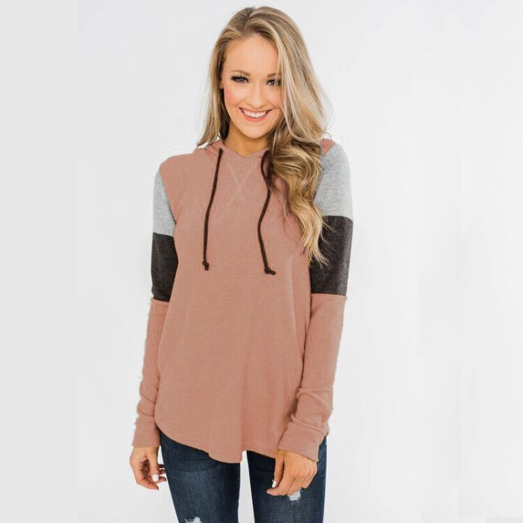 Leisure Loose Long Sleeves Hoodies for Women-Shirts & Tops-Pink-S-Free Shipping at meselling99