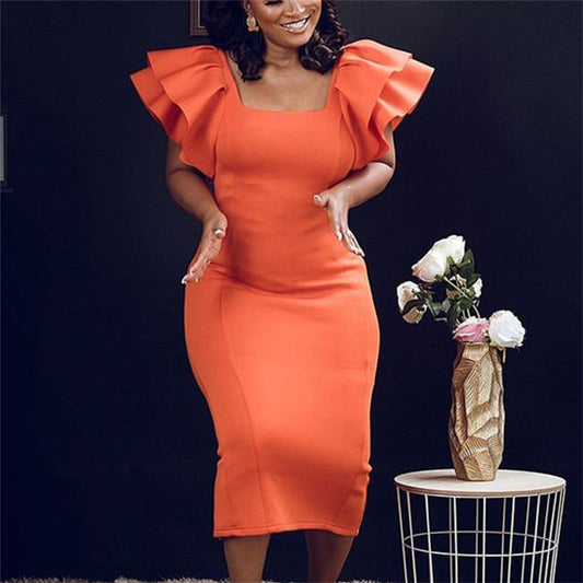 Elegant Orange Evening Party Dresses-Dresses-Free Shipping at meselling99