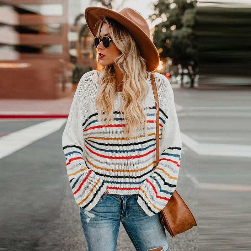 Fashion Knitting Striped Sweaters--Free Shipping at meselling99