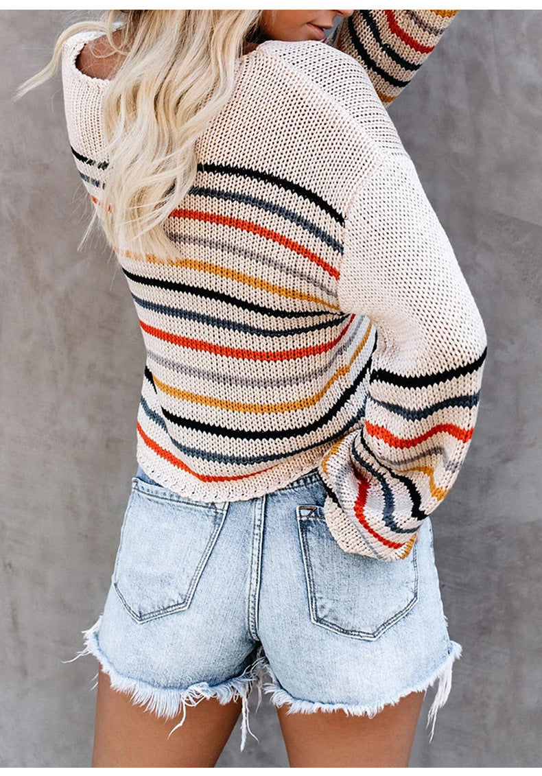 Fashion Knitting Striped Sweaters--Free Shipping at meselling99