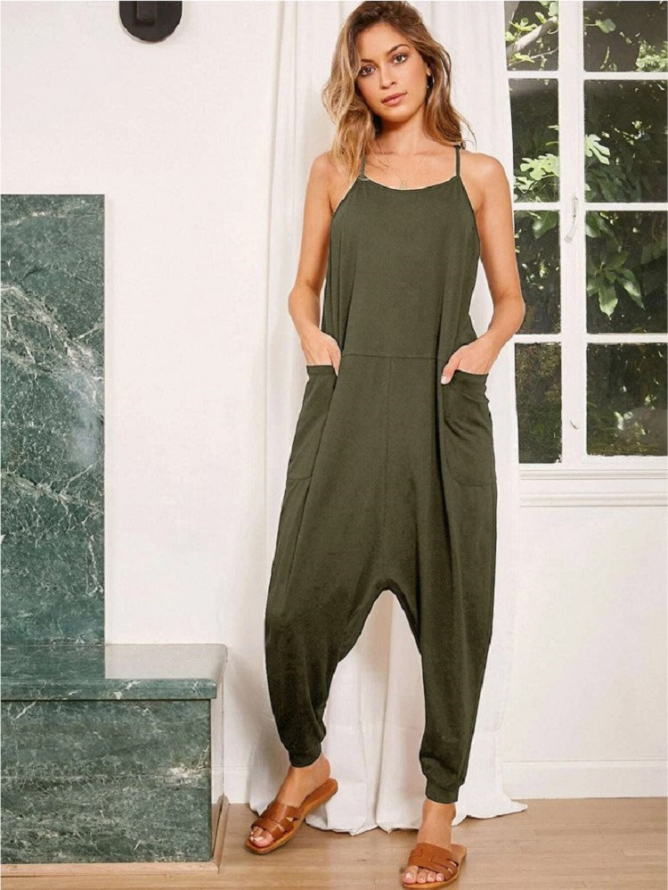 Fashion Casual Women Harem Rompers-Green-S-Free Shipping at meselling99